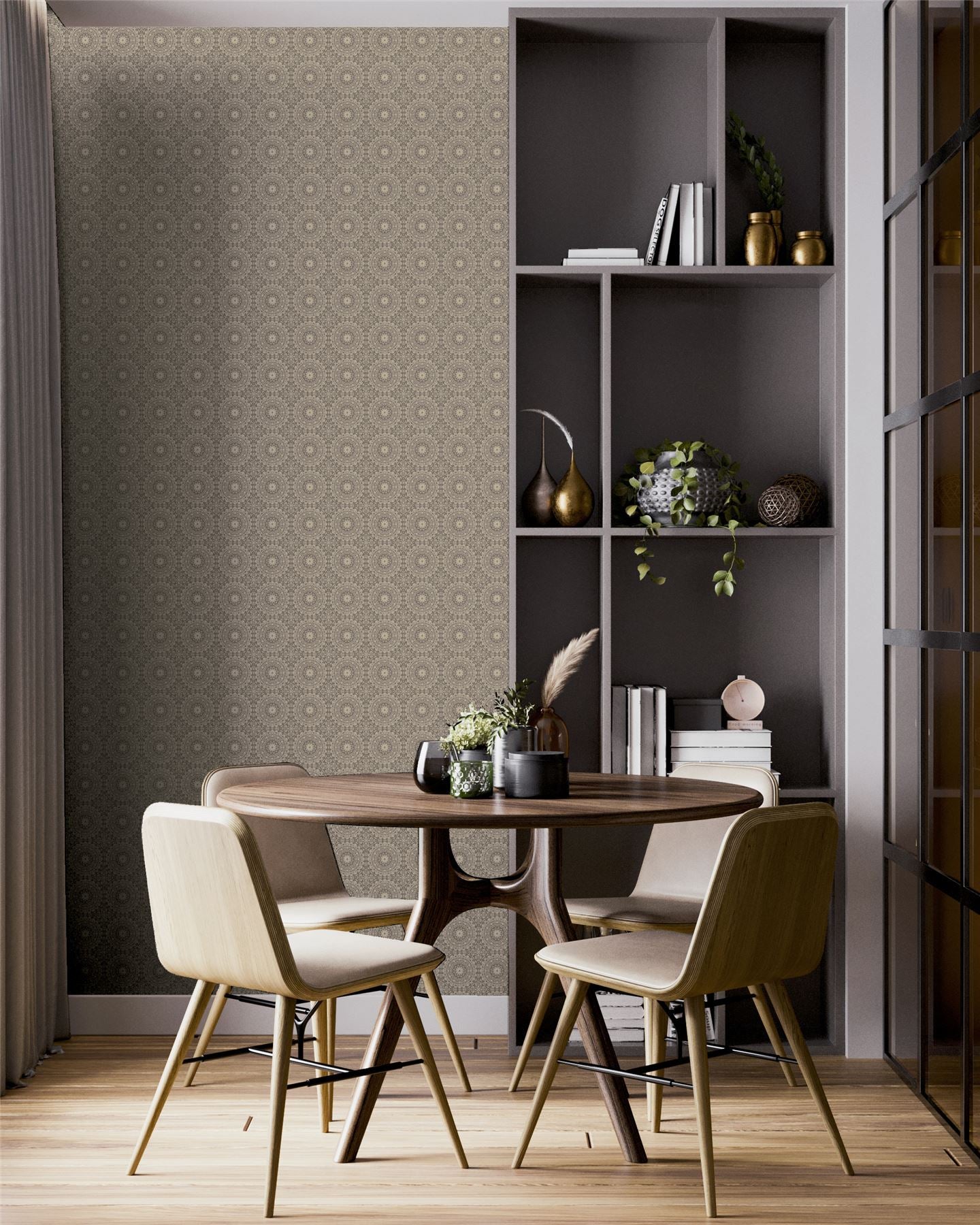 Symmetrical Chic Champagne and Silver Wallpaper