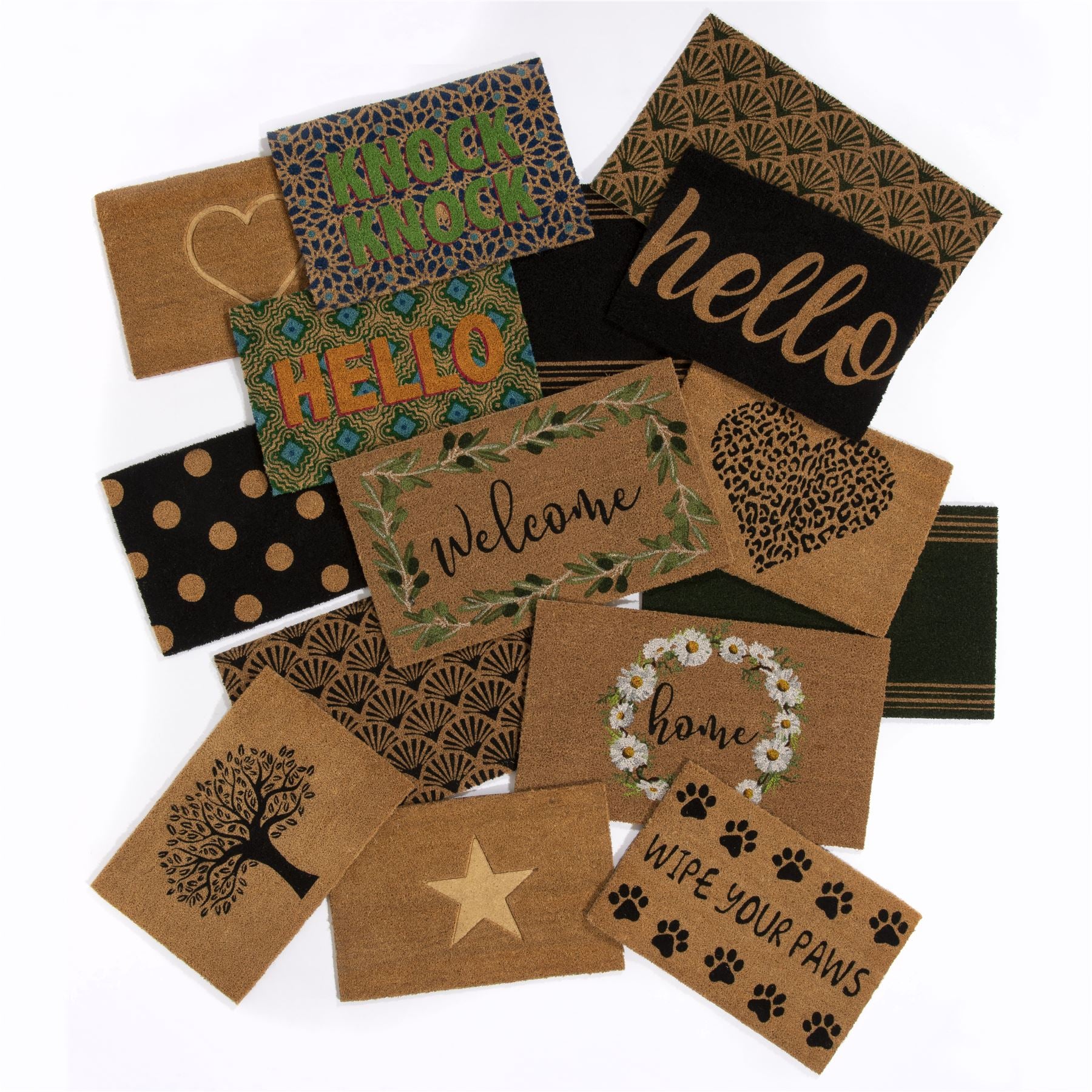 Astley Pressed Heart Embossed Natural Doormat 40x60cm