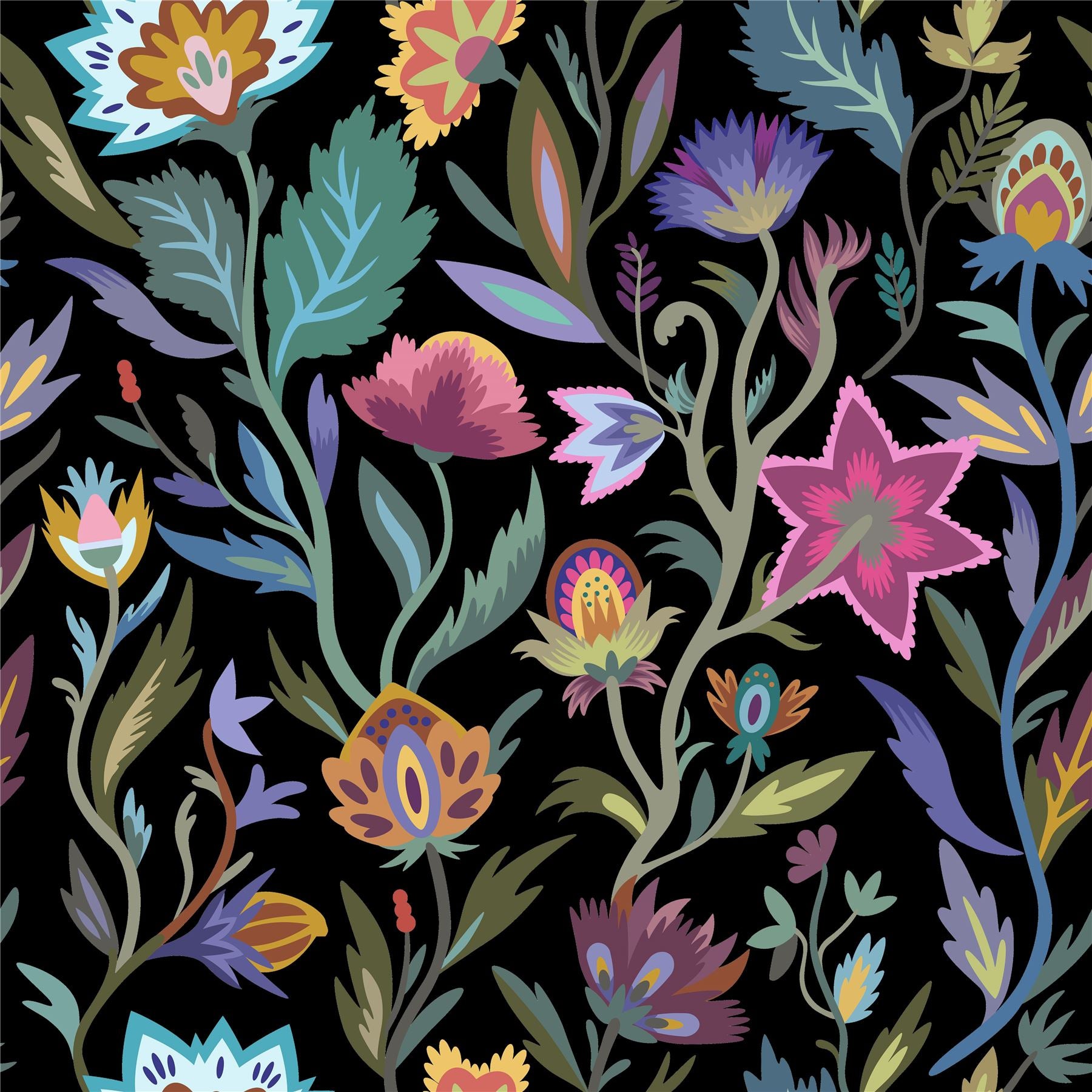 Lush Paradise Black Wallpaper