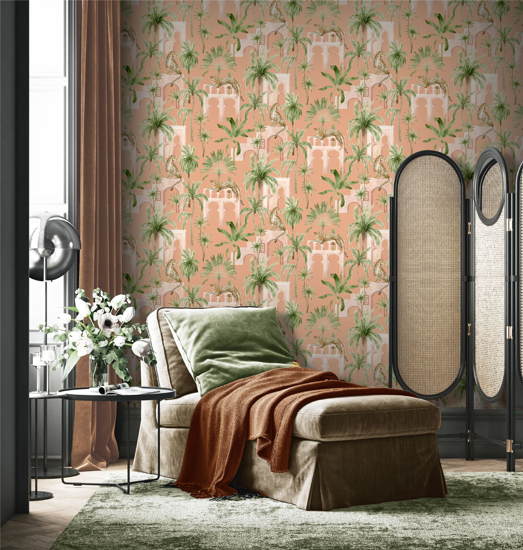 Leopard Arches Terracotta Wallpaper