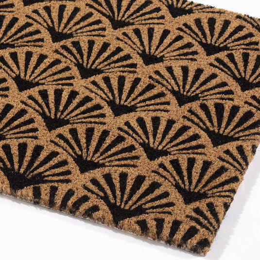Astley Scallop Deco Latex Backed Coir 45x75cm Black Doormat