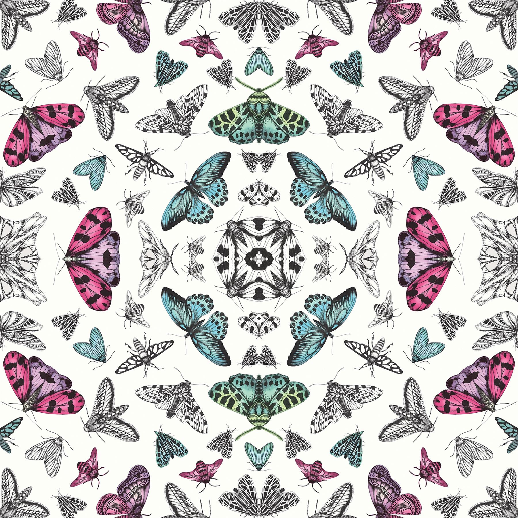 Glitter Bug White Multi Wallpaper sw12