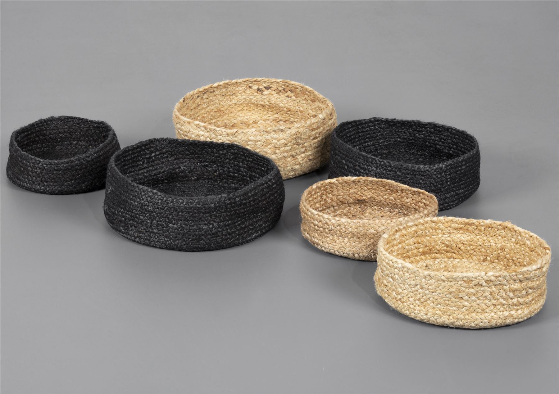Bankside 100% Jute Flat Round Natural Set of 3 Baskets