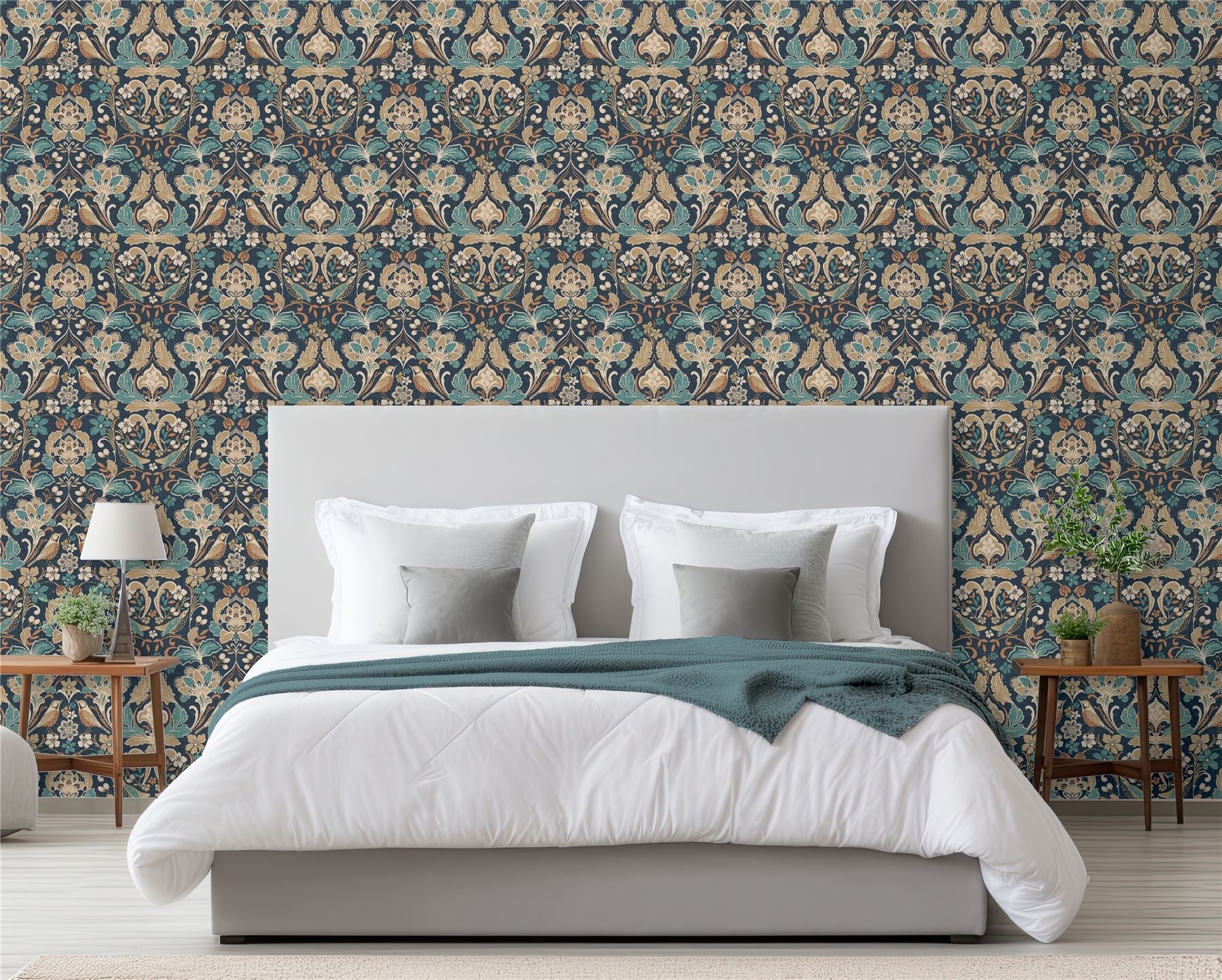 Folk Floral Wallpaper
