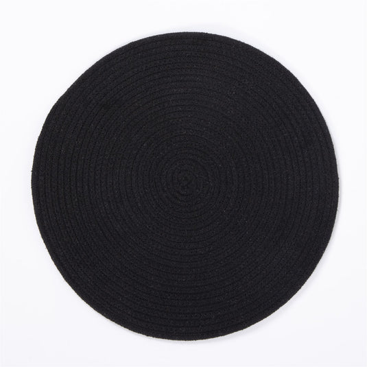 Tweed  Round Cotton 38cm Black Set of 2 Placemats