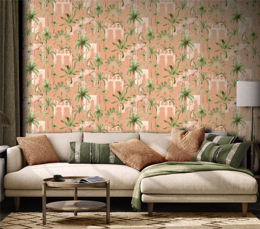 Leopard Arches Terracotta Wallpaper