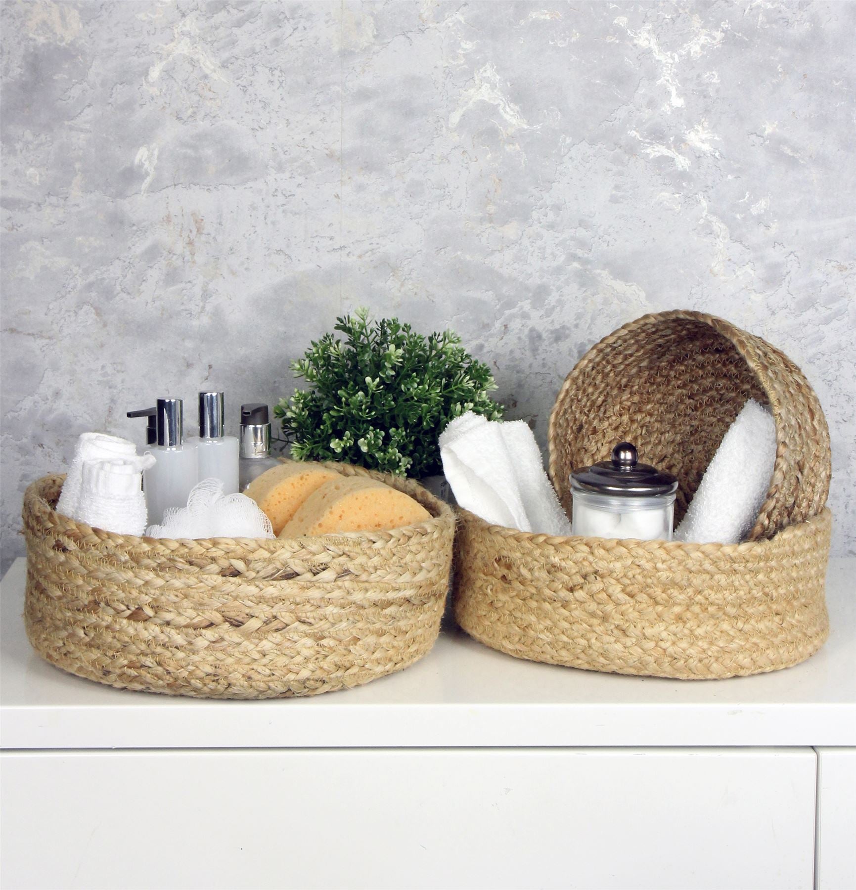 Bankside 100% Jute Flat Round Natural Set of 3 Baskets