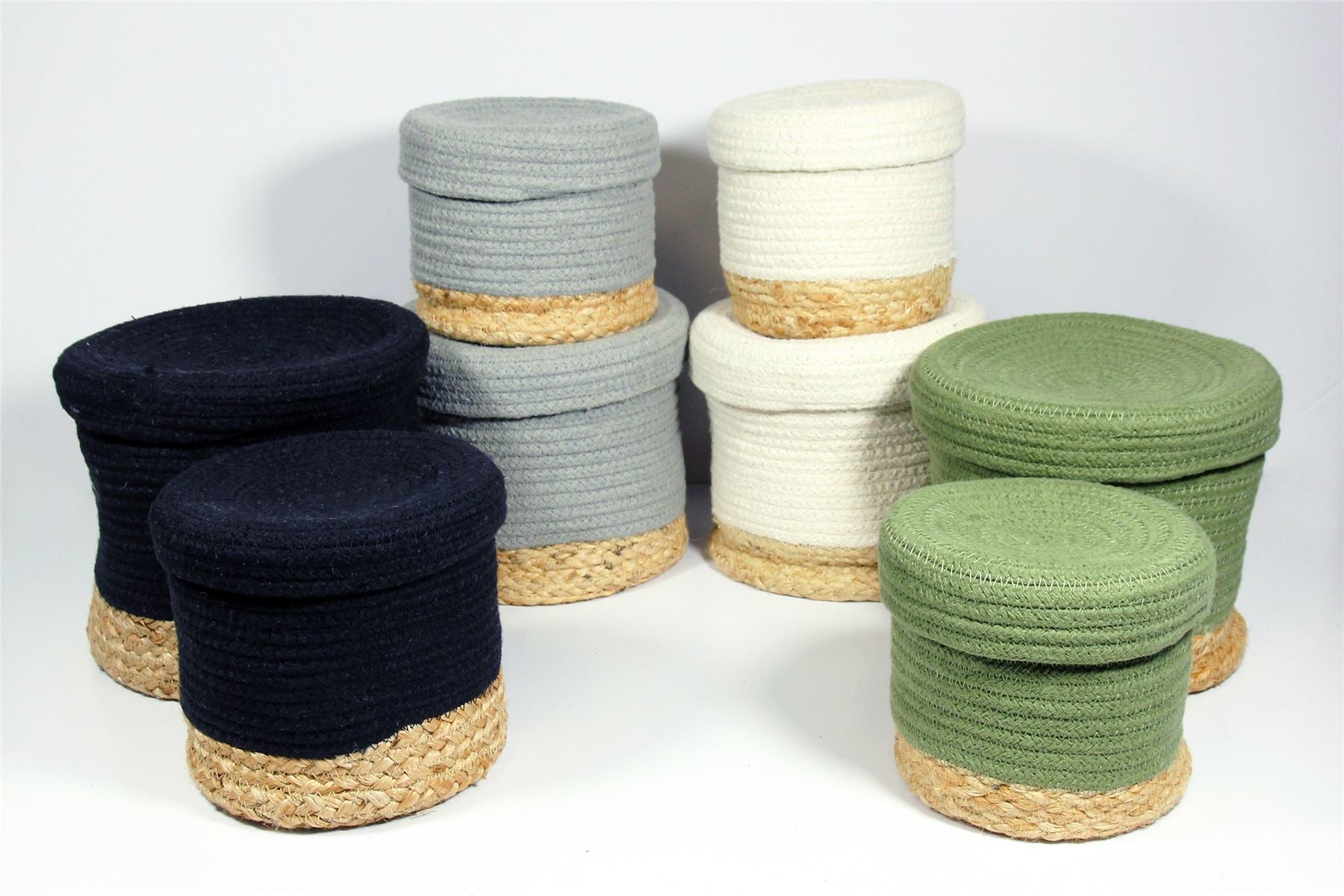 Balham Lidded Nested 18x18x17cm Cream Set of 2 Baskets