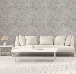 Venetian Plaster Grey/Gold Wallpaper