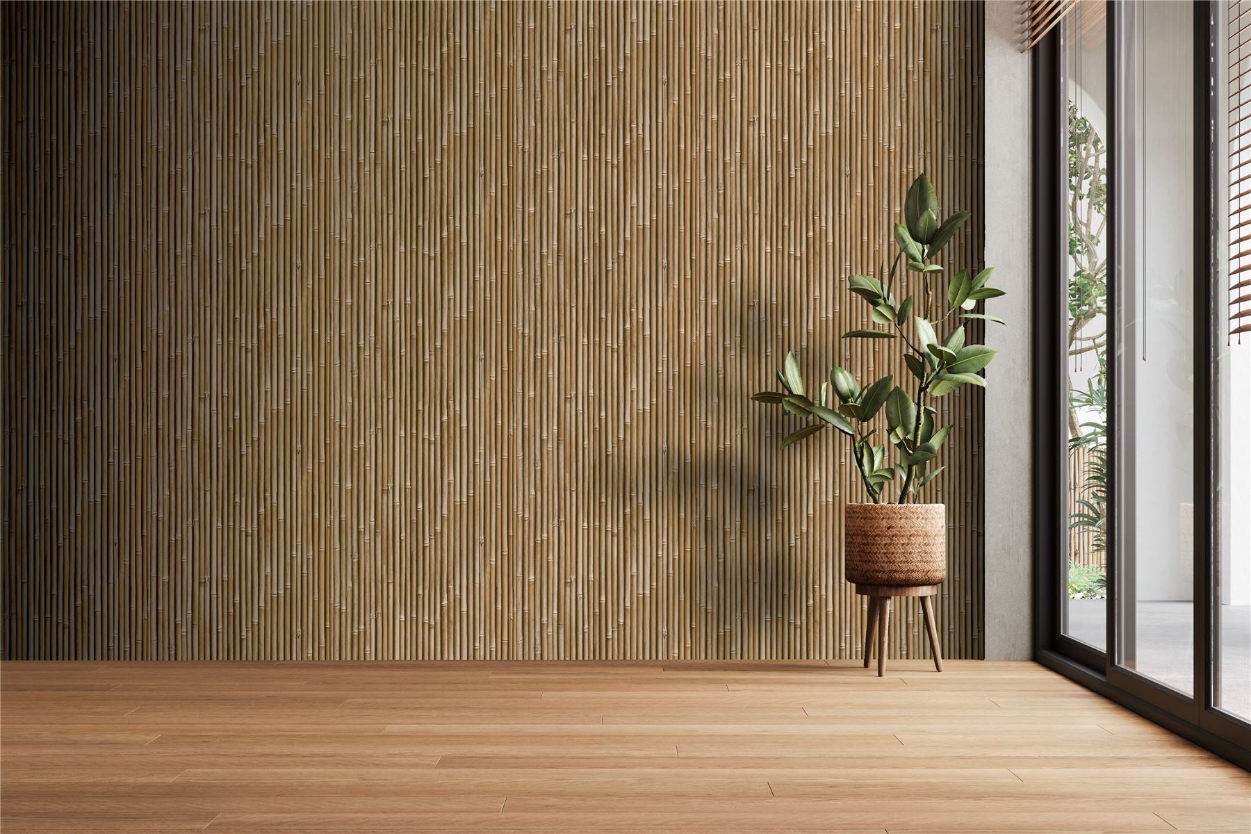 Bamboo Wall Natural Wallpaper
