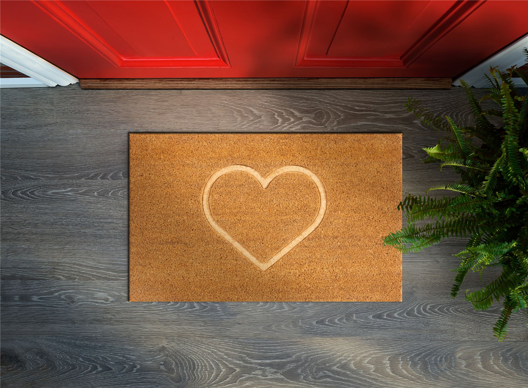 Astley Pressed Heart Embossed Natural Doormat 40x60cm