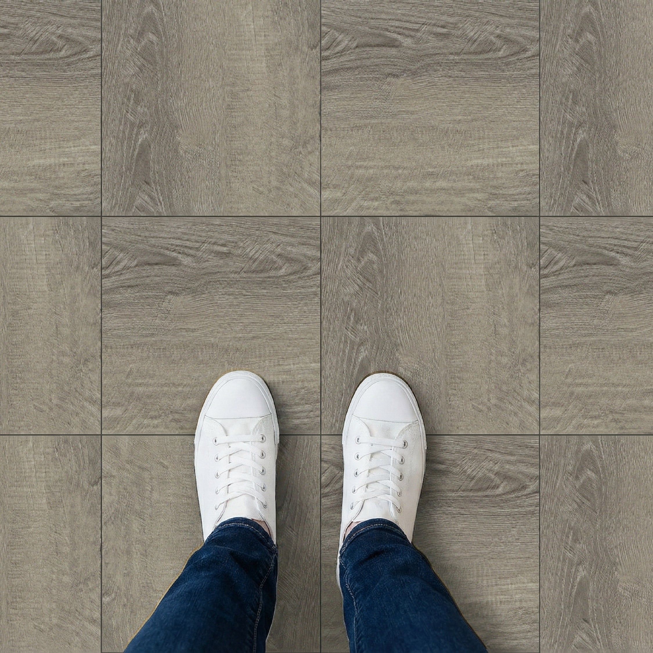Floor Tile Wood 30.5x30.5cm Taupe (10 Tiles Per Pack)