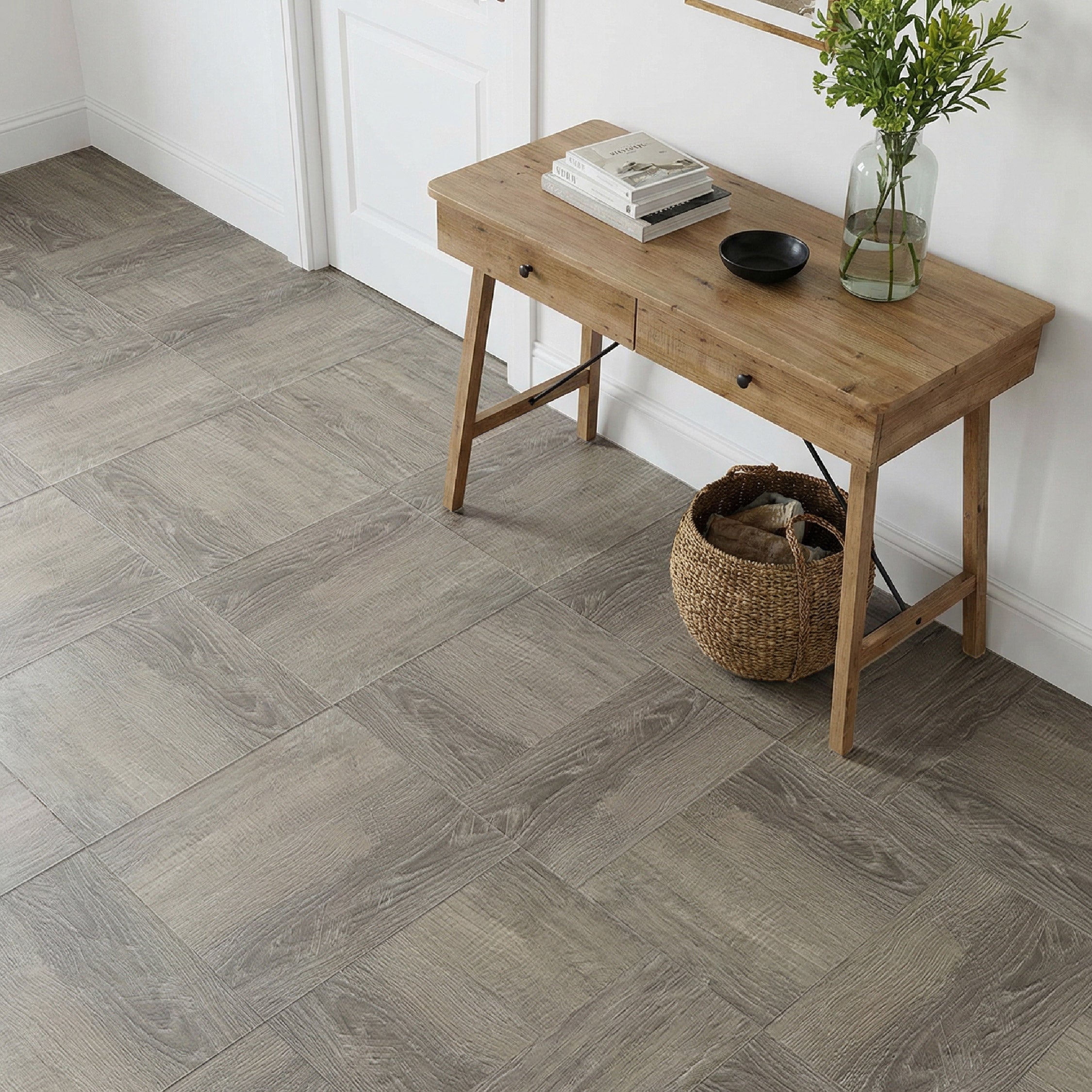 Floor Tile Wood 30.5x30.5cm Taupe (10 Tiles Per Pack)
