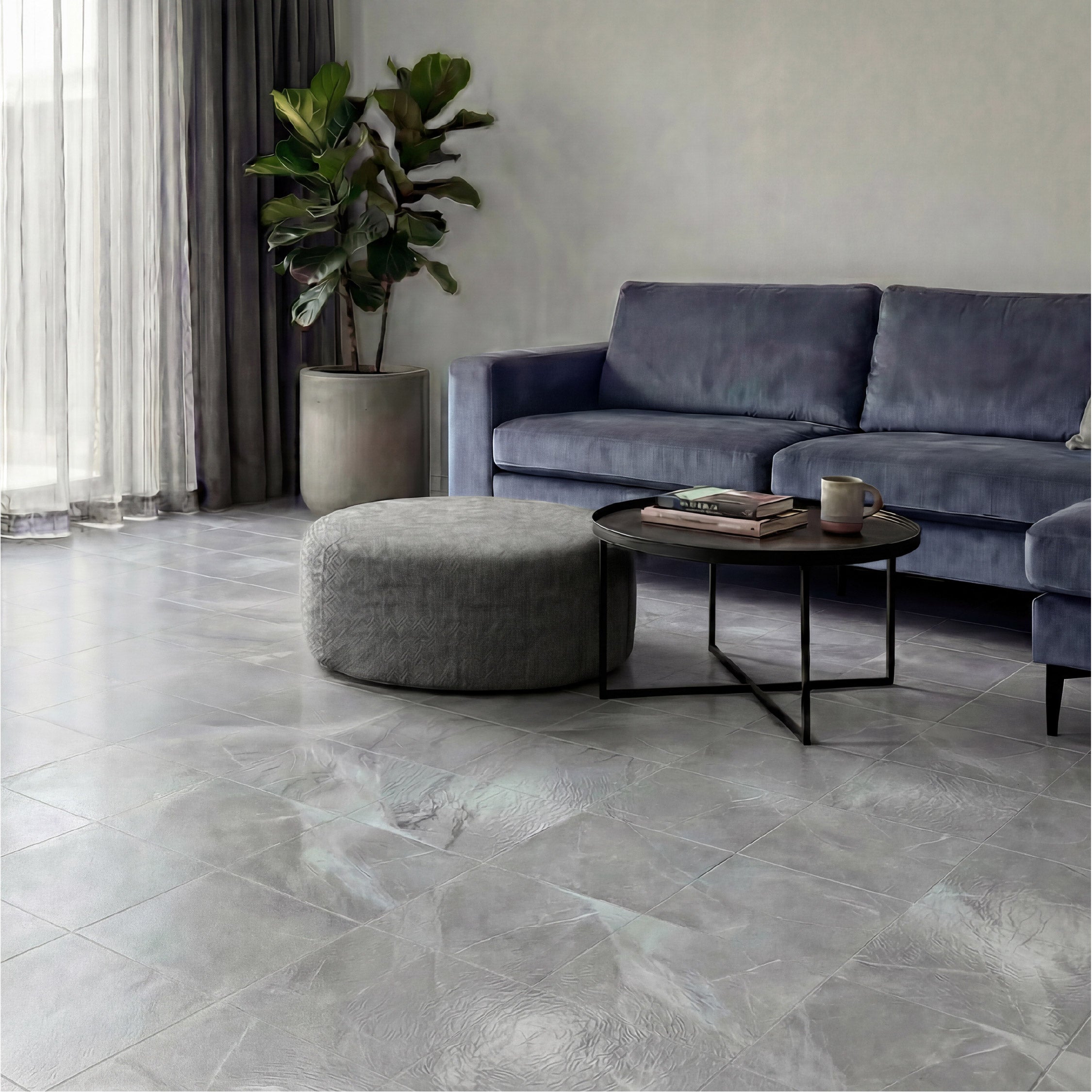 Floor Tile Marble 30.5x30.5cm Grey (10 Tiles Per Pack)