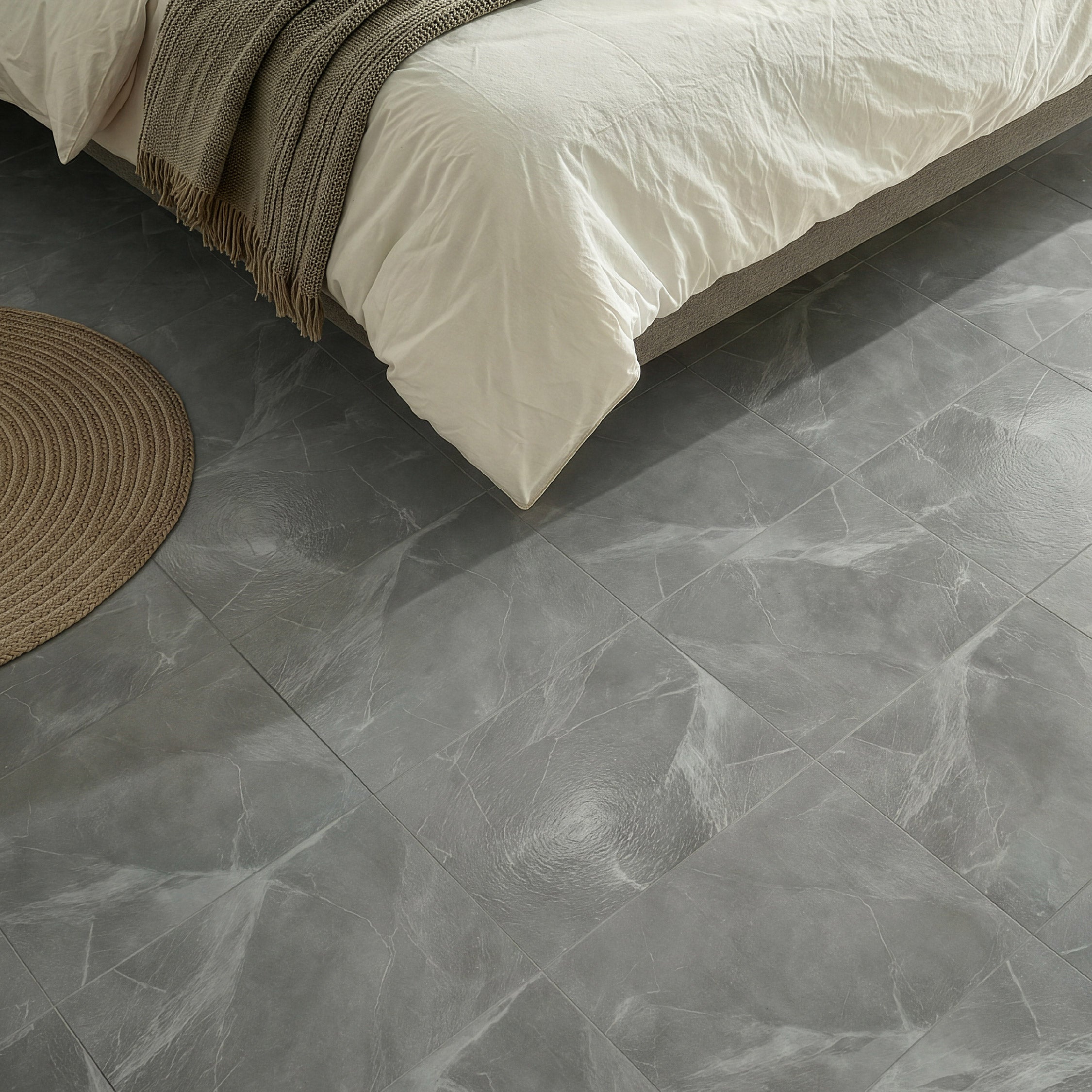 Floor Tile Marble 30.5x30.5cm Grey (10 Tiles Per Pack)