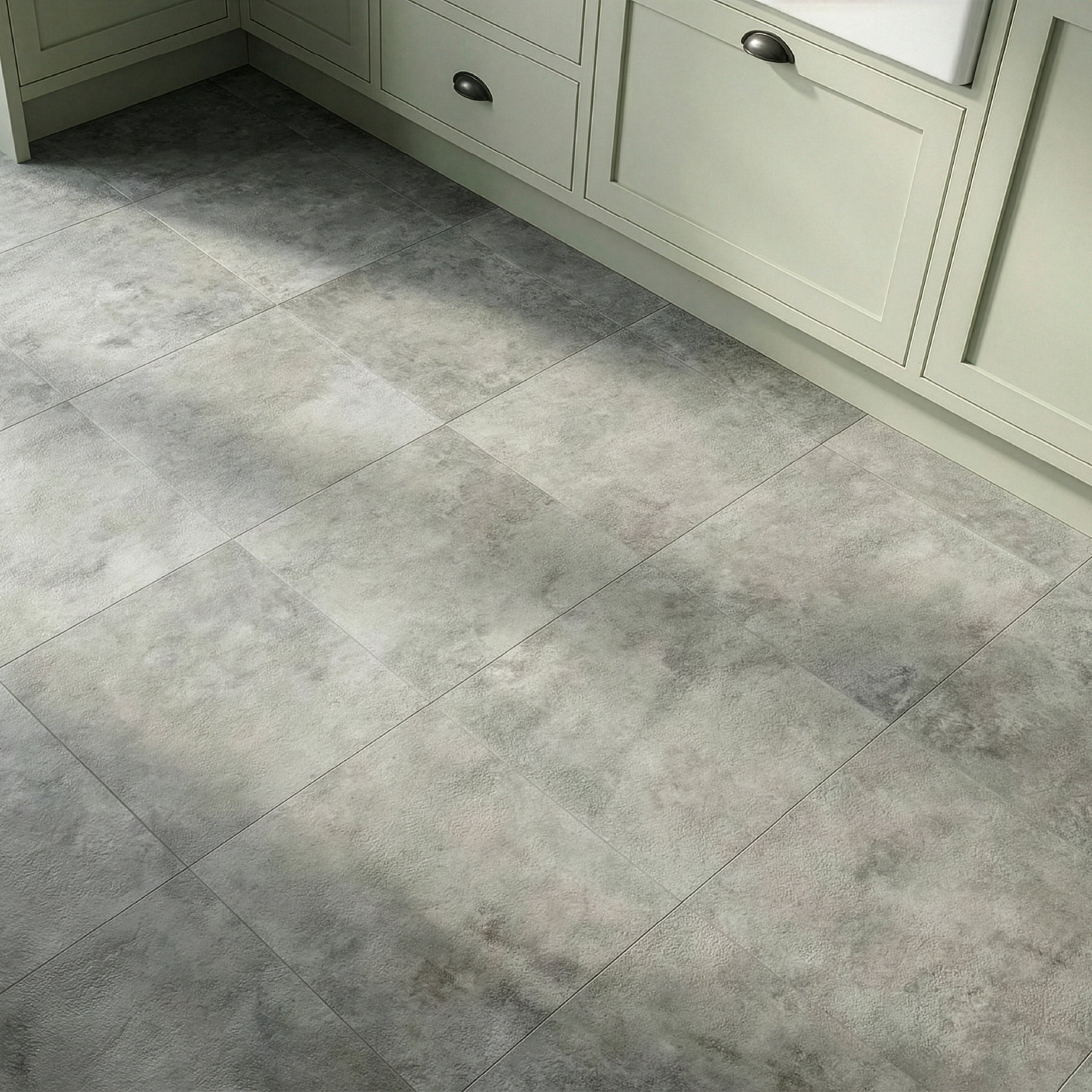 Floor Tile Textured Plain 30.5x30.5cm Grey (10 Tiles Per Pack)