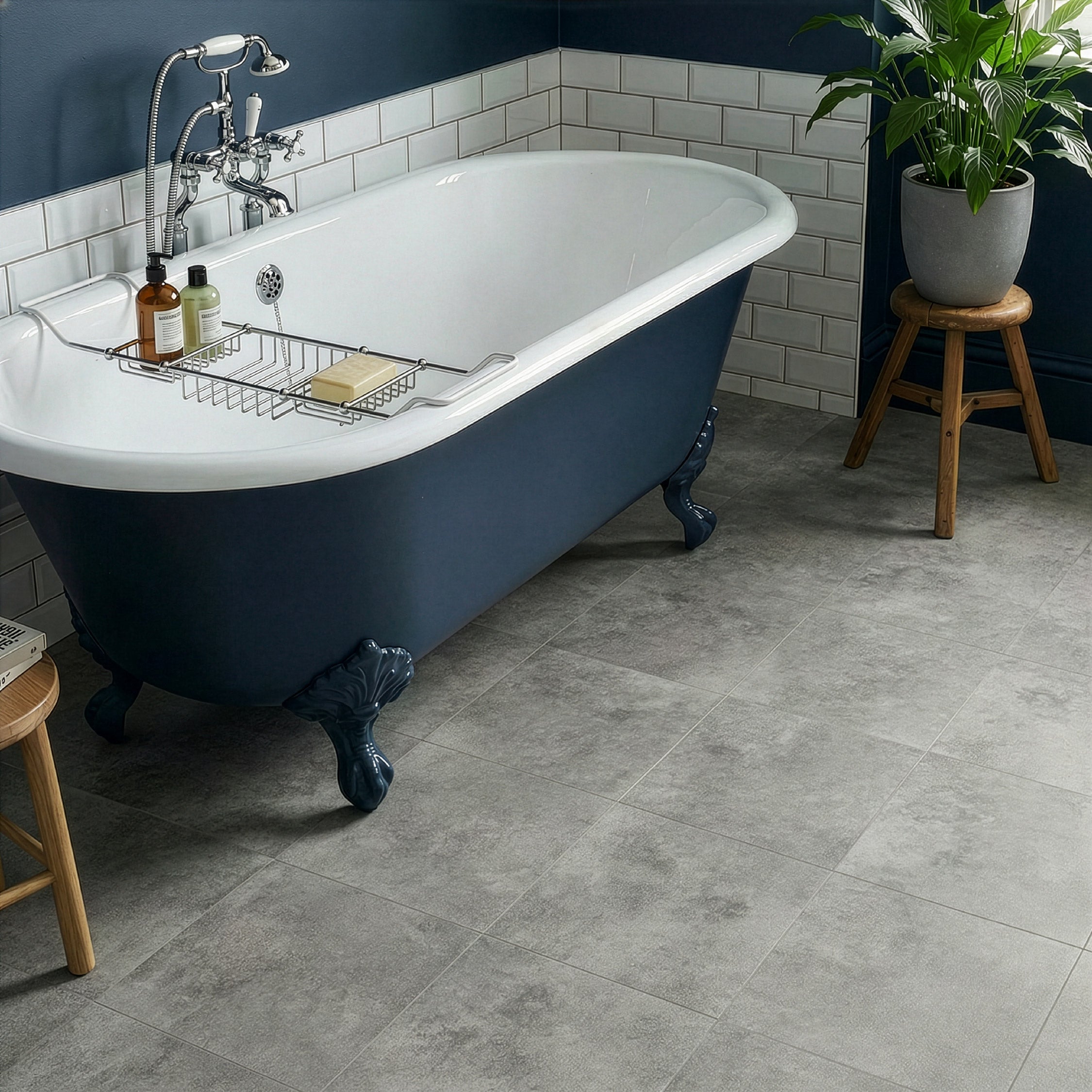 Floor Tile Textured Plain 30.5x30.5cm Grey (10 Tiles Per Pack)