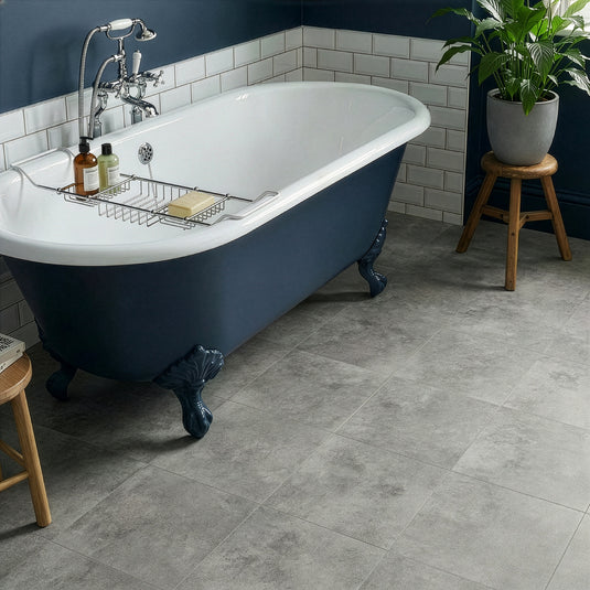 Floor Tile Textured Plain 30.5x30.5cm Grey (10 Tiles Per Pack)