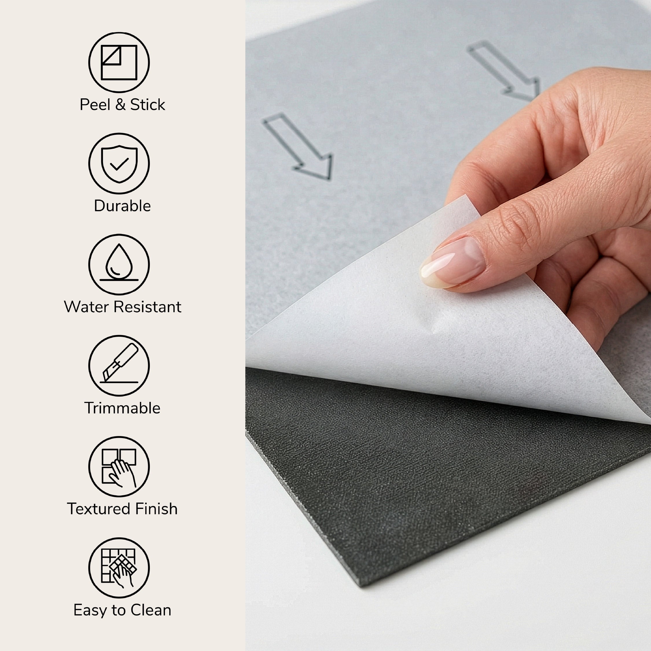 Floor Tile Textured Plain 30.5x30.5cm Grey (10 Tiles Per Pack)