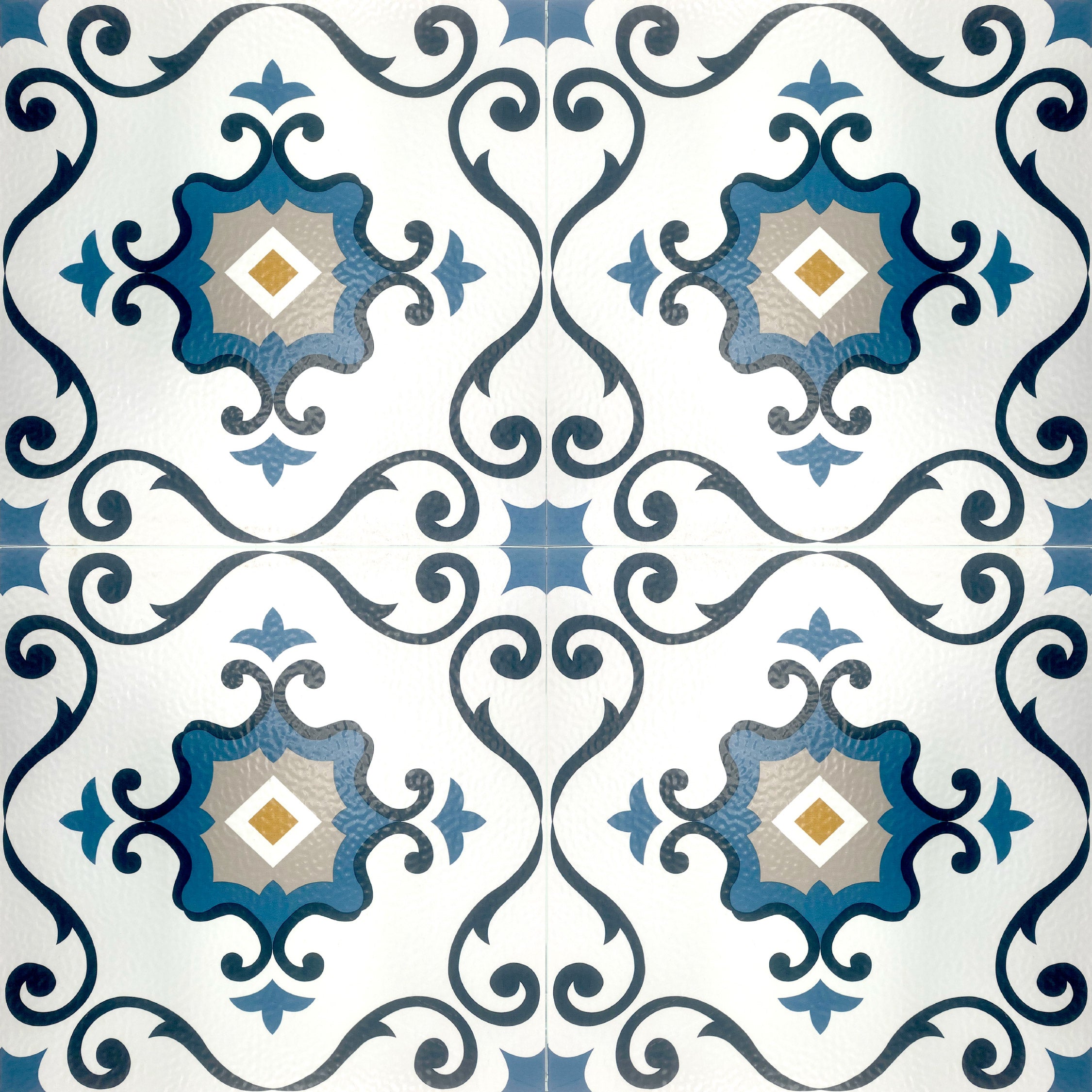 Floor Tile Motif 30.5x30.5cm Blue (10 Tiles Per Pack)