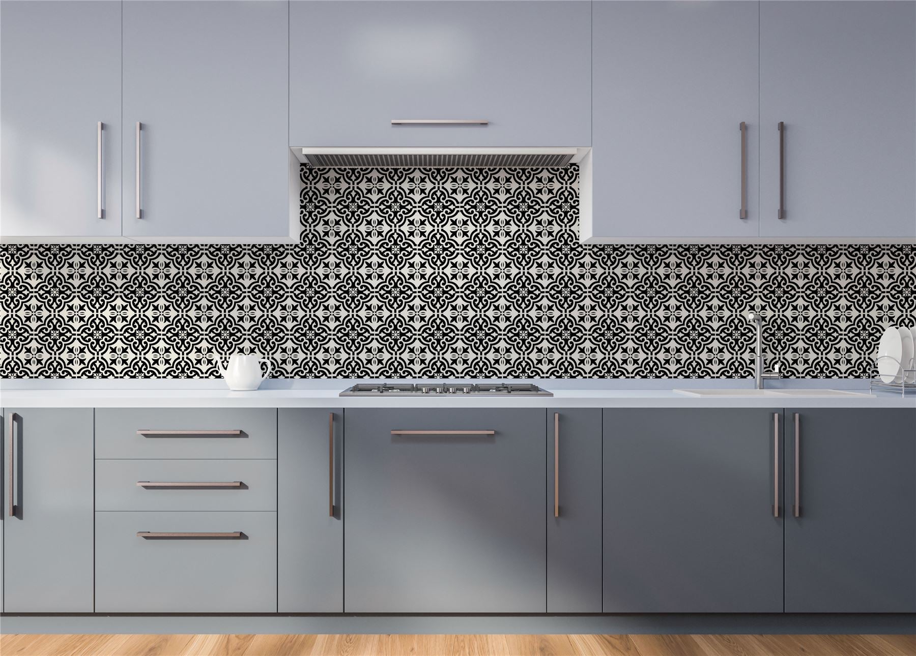 Wall Tile Motif 30.5x30.5cm Black (5 Tiles Per Pack) - sw30