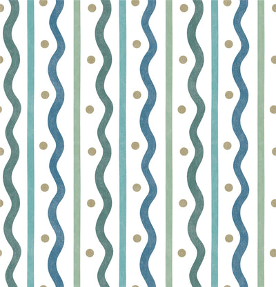Squiggle Stripe Blue Green Wallpaper