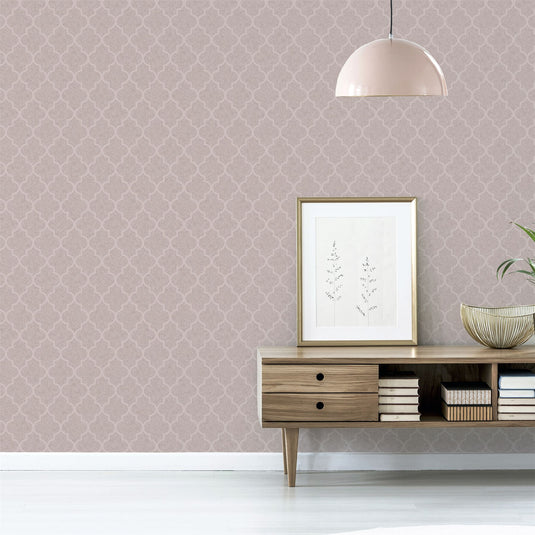 Velvet Trellis Rose Gold Wallpaper sw9
