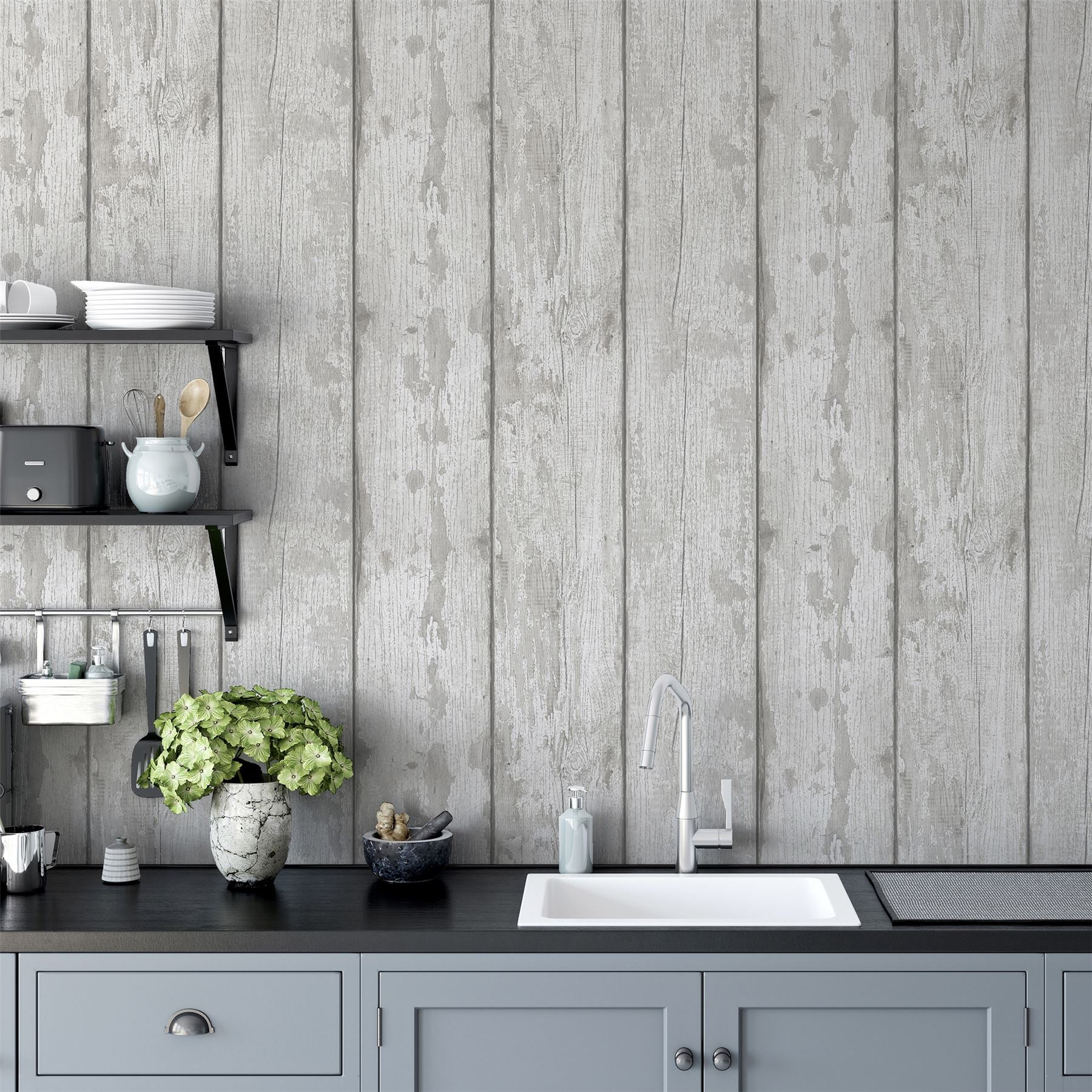 Grey Washed Wood Wallpaper sw12