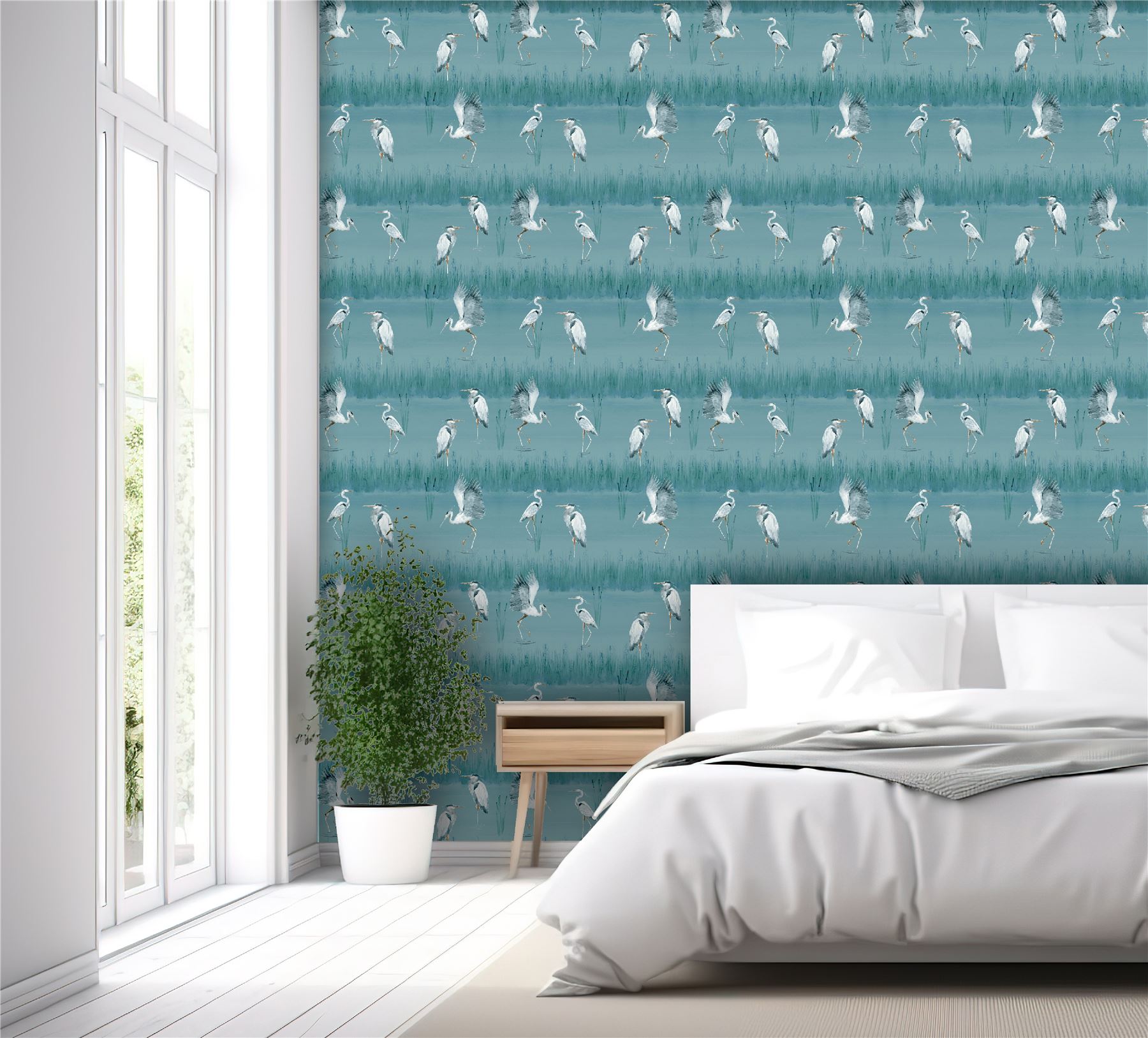 Heron River Blue Wallpaper