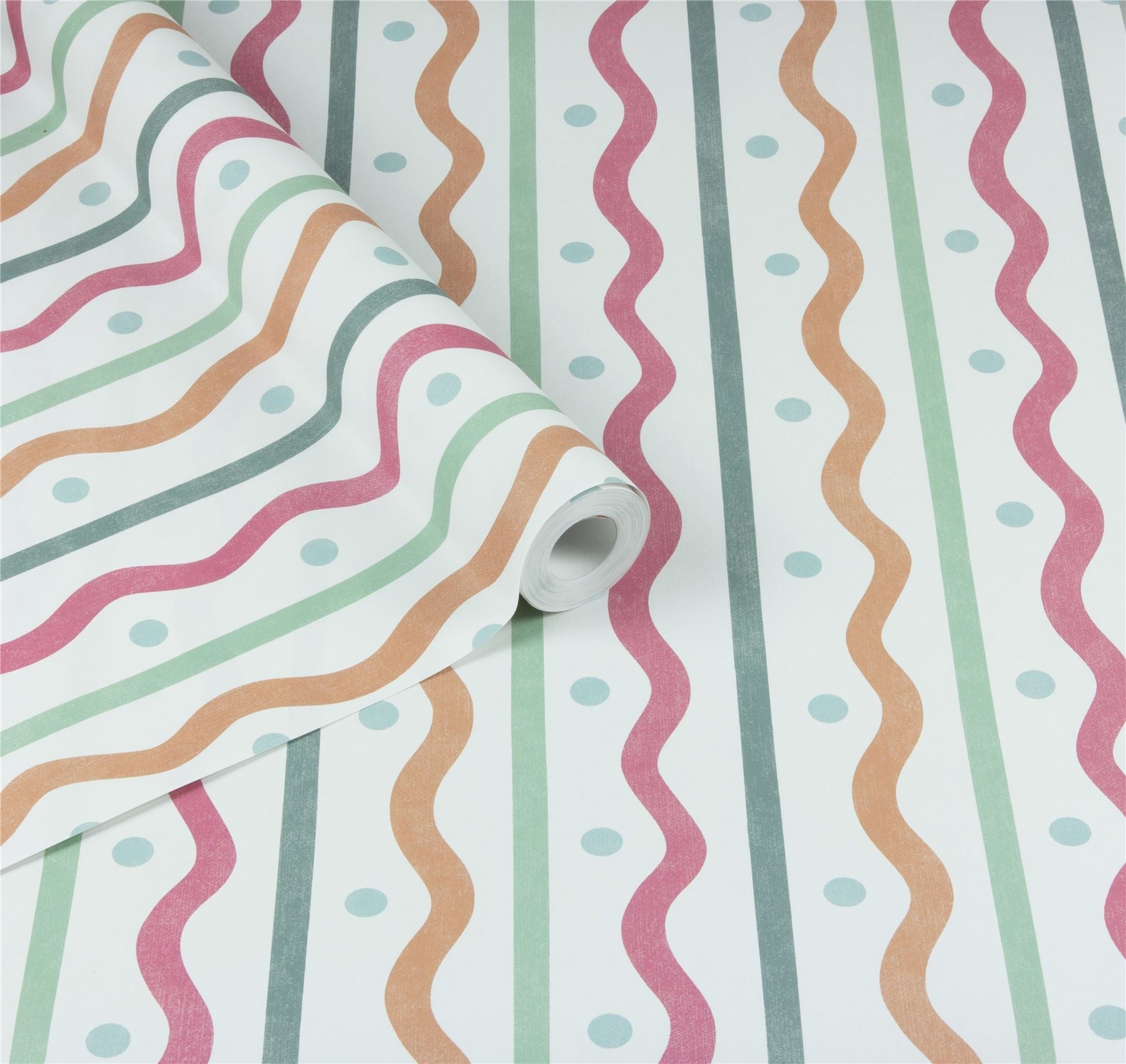 Squiggle Stripe Pink Multi Wallpaper