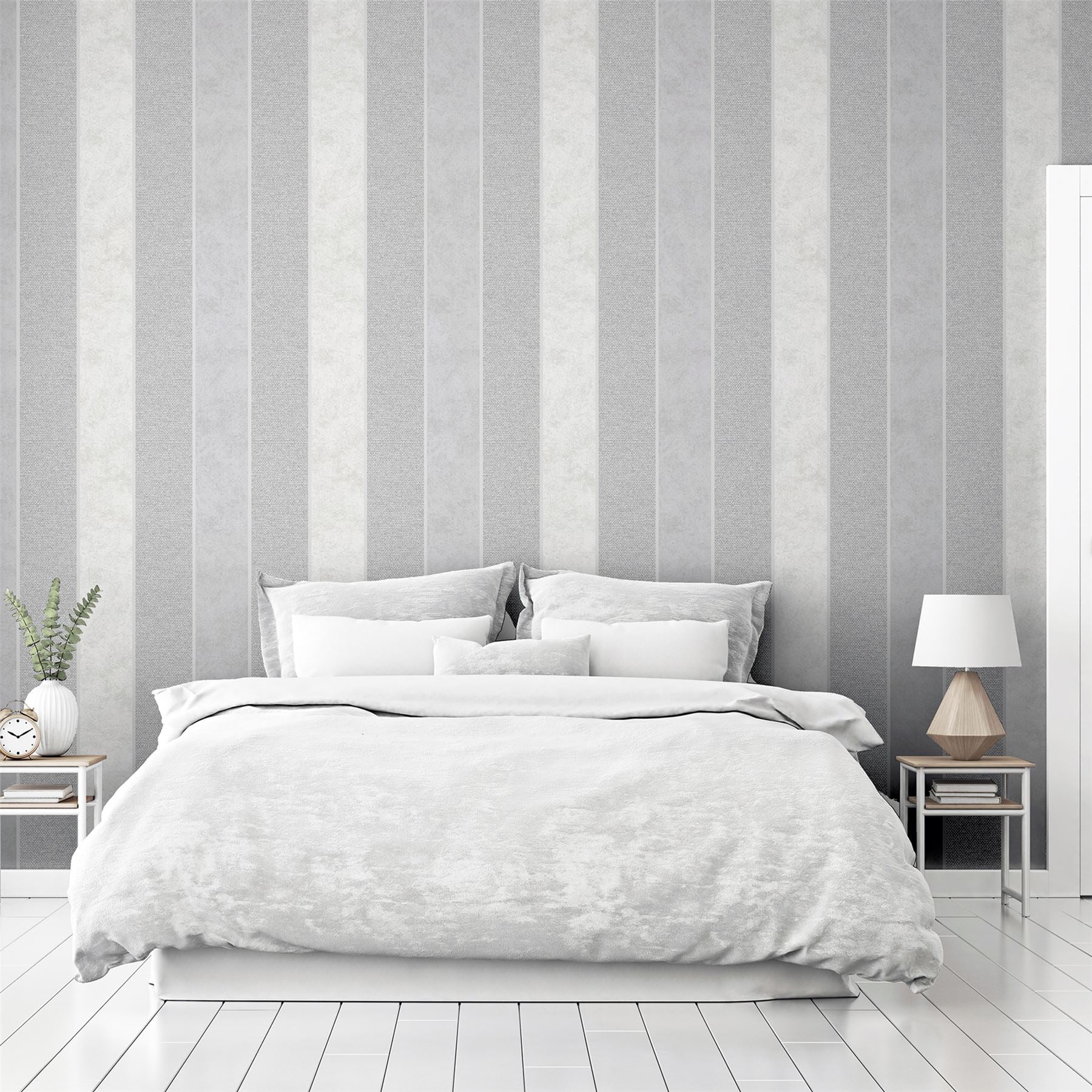 Calico Stripe Grey Wallpaper sw12