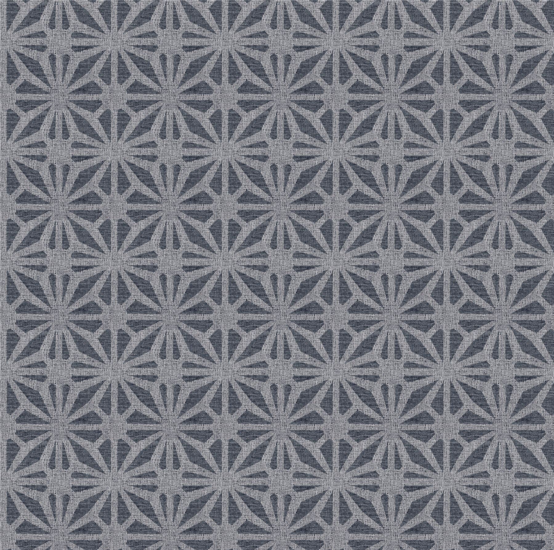 Moorish Mosaic Navy / Silver Wallpaper