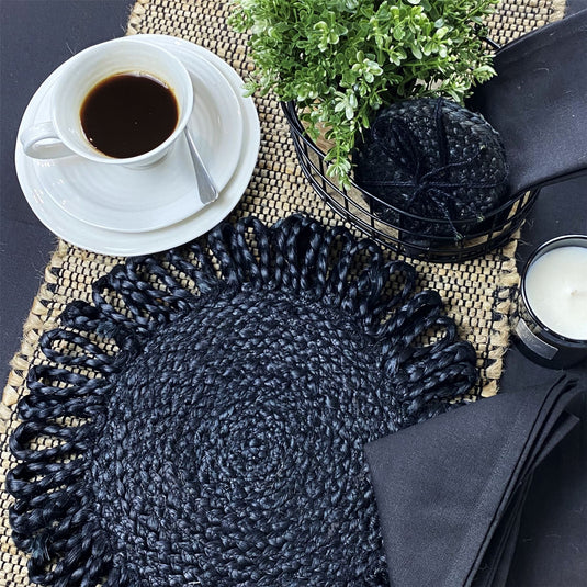 Thames Jute Star 36x36cm Black Set of 2 Placemats