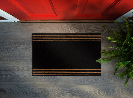 Astley 4 Stripes Latex Backed Coir 45x75cm Black Doormat