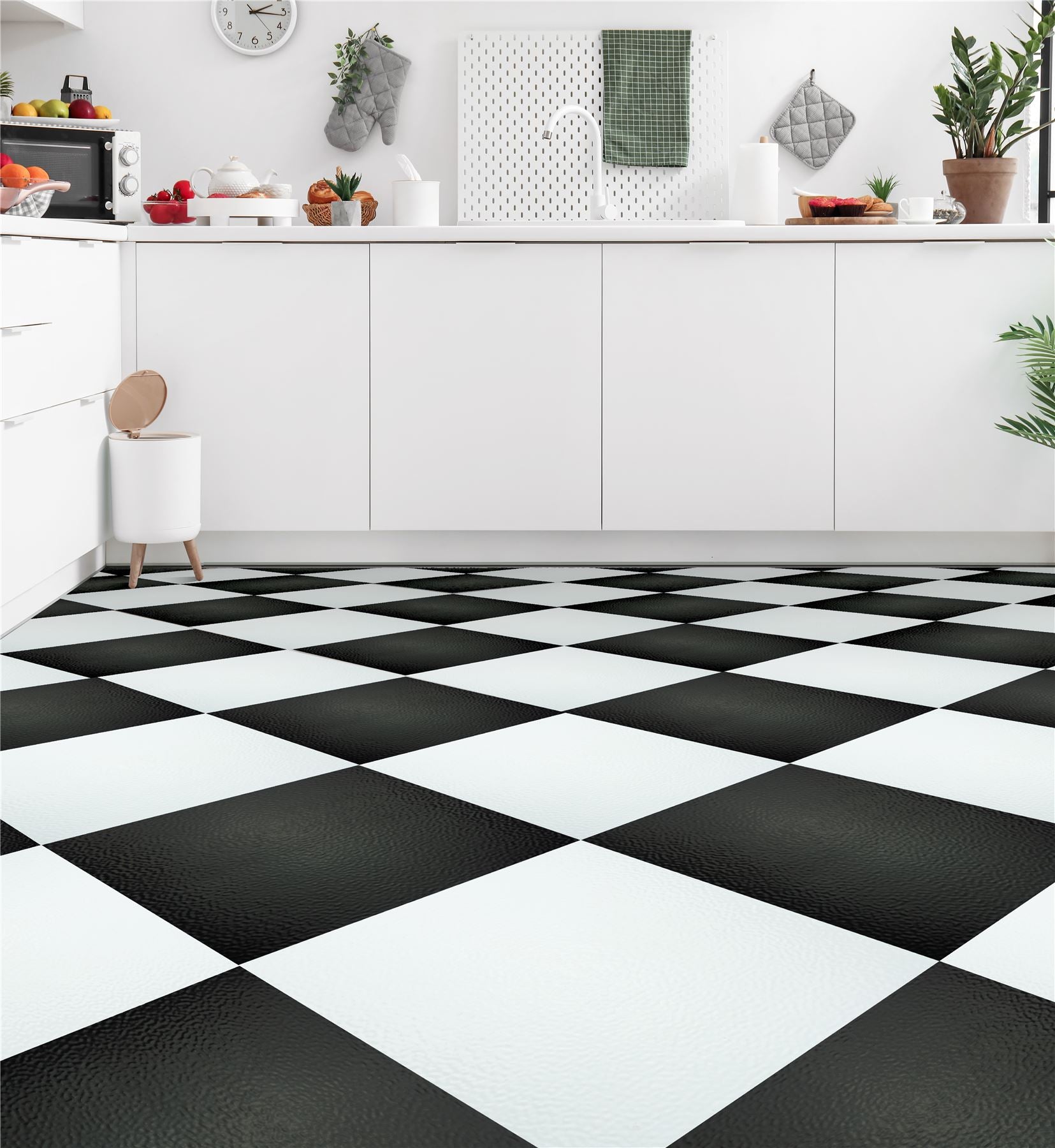 Floor Tile Plain 30.5x30.5cm Black & White (10 Tiles Per Pack) - sw6