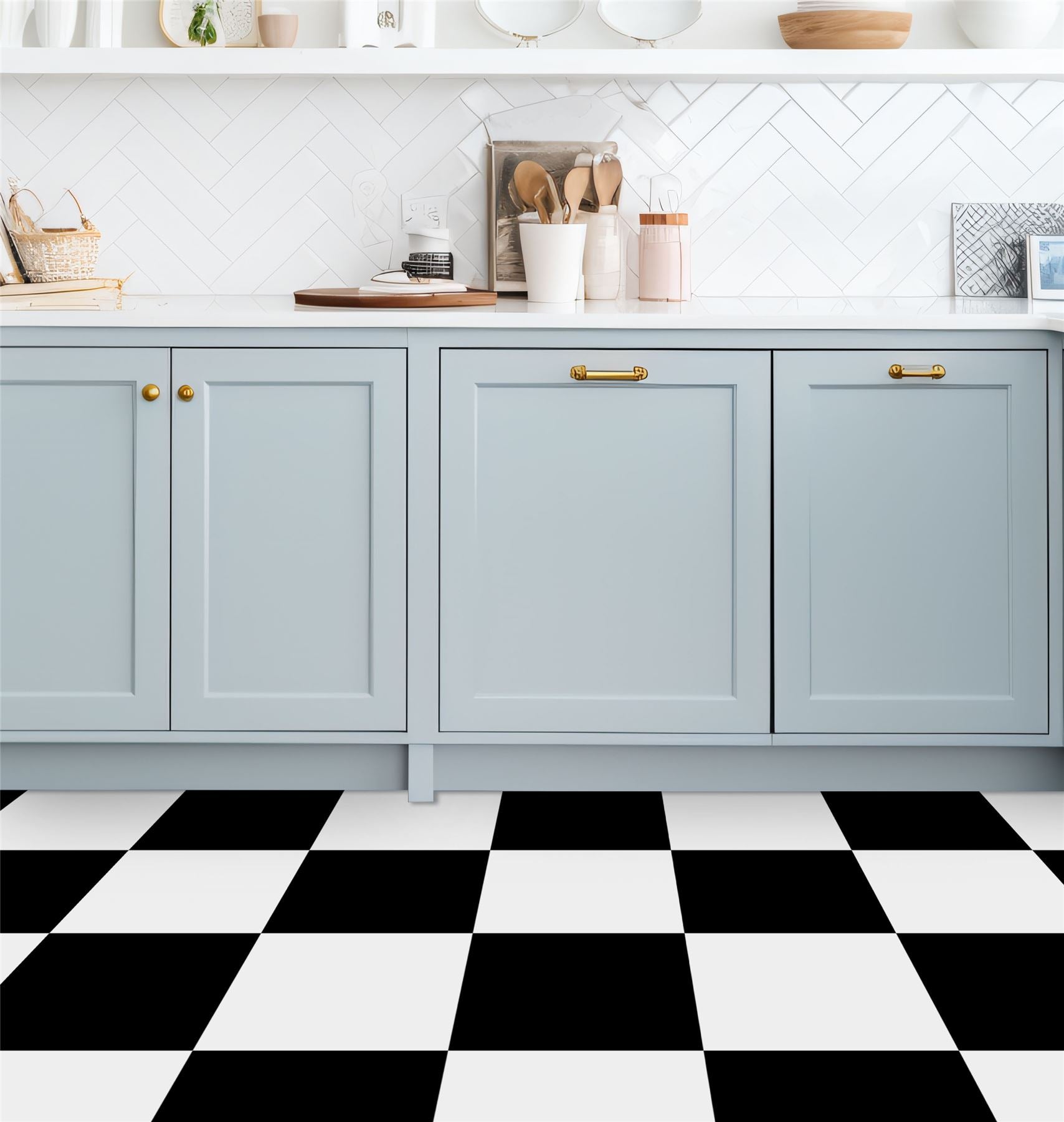 Floor Tile Plain 30.5x30.5cm Black & White (10 Tiles Per Pack) - sw6
