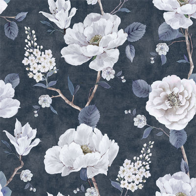 Ashley Floral Navy Wallpaper