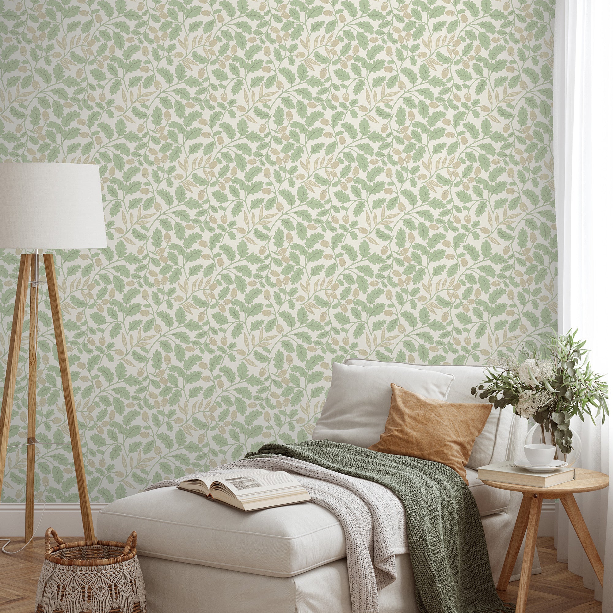 Acorn Trail Sage Wallpaper