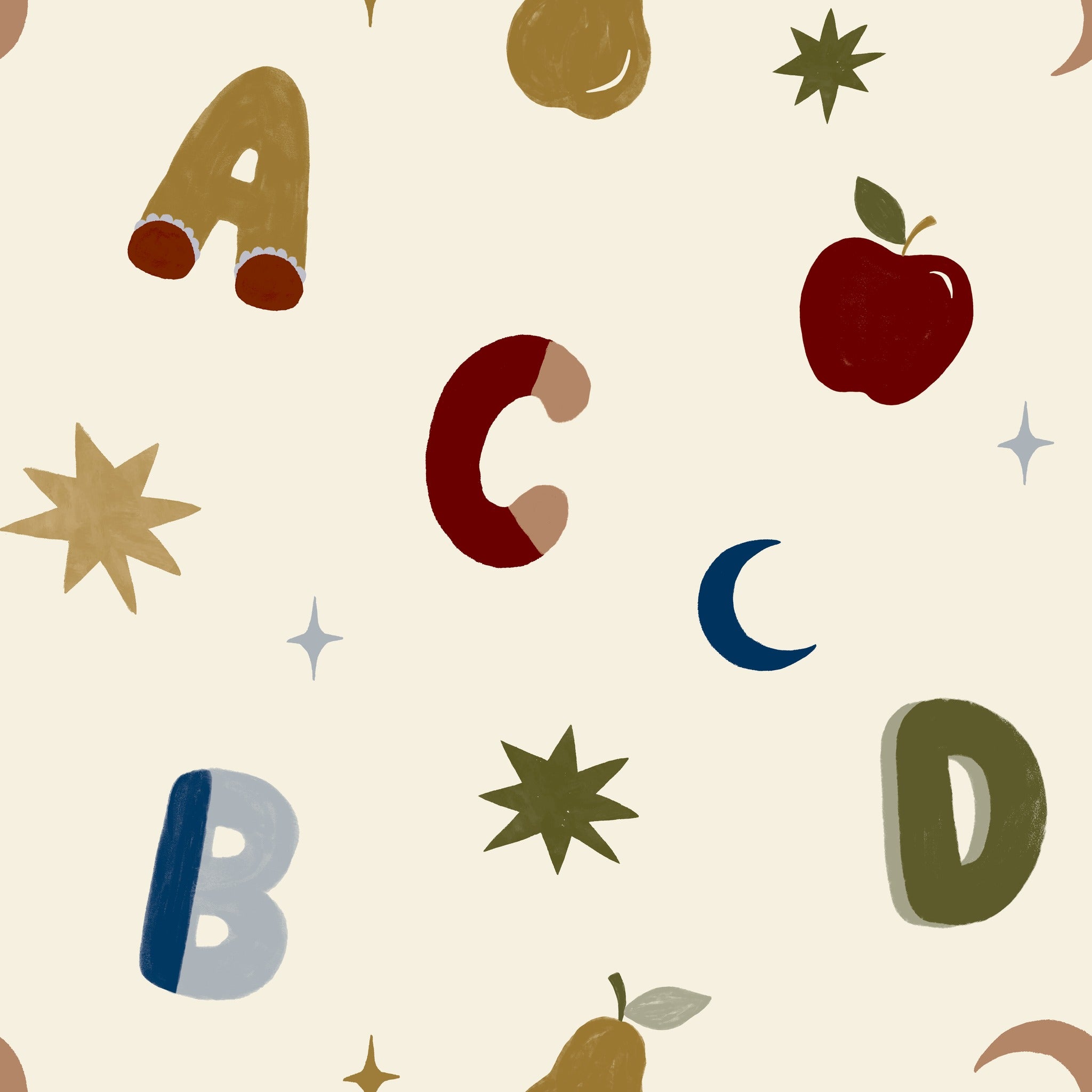 Alphafruit Cream,Yellow & Olive Wallpaper