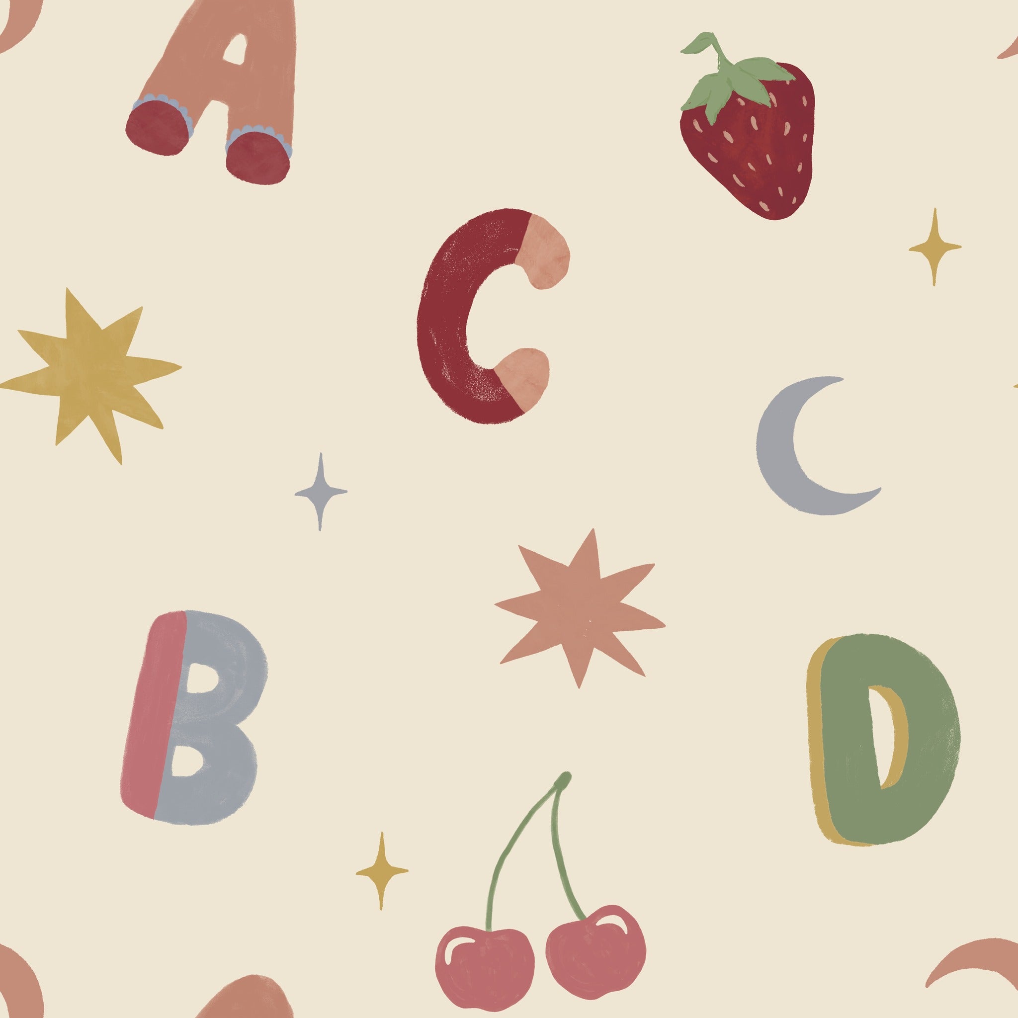 Alphafruit Blush Pink & Sage Wallpaper