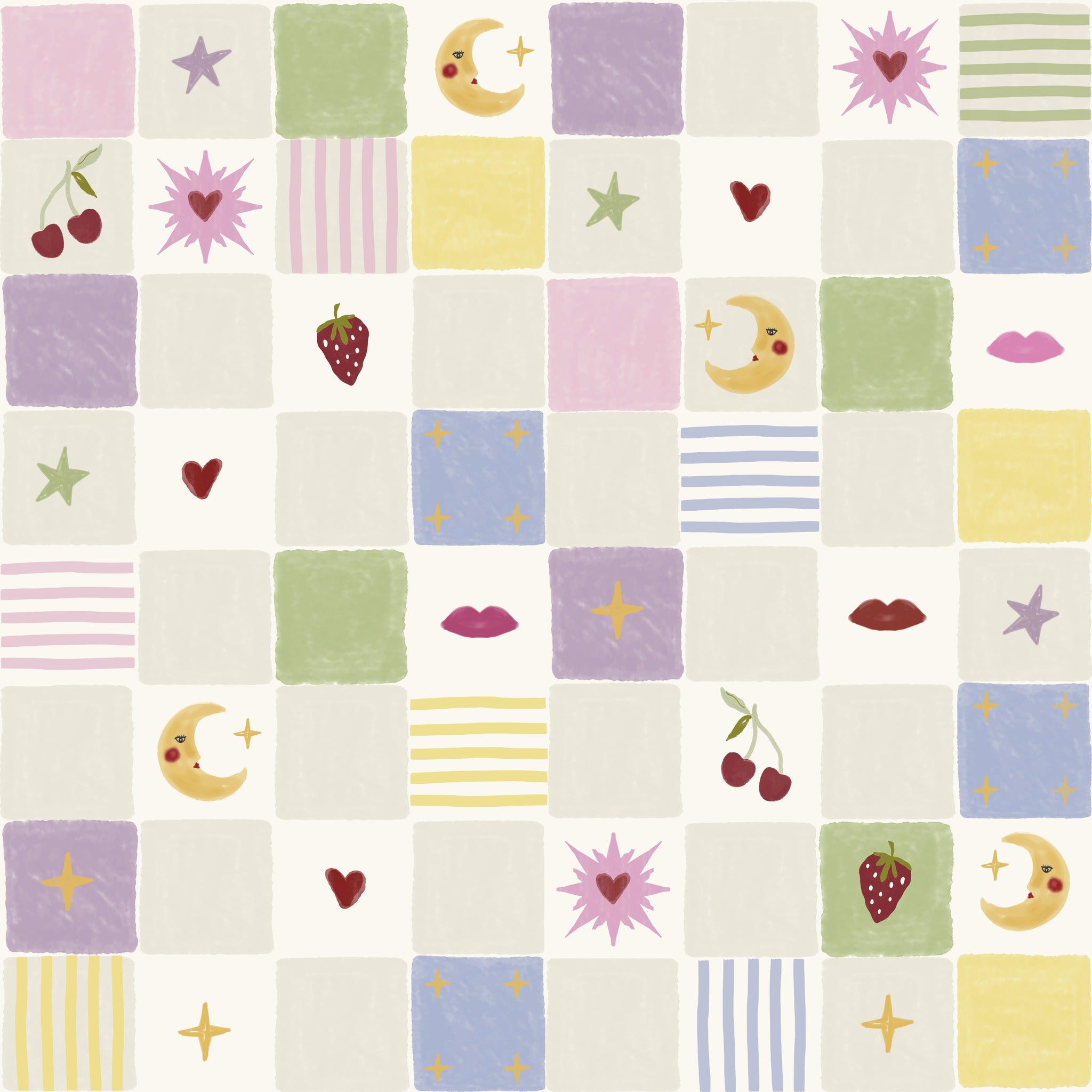 Cherry Chequer Multi Wallpaper
