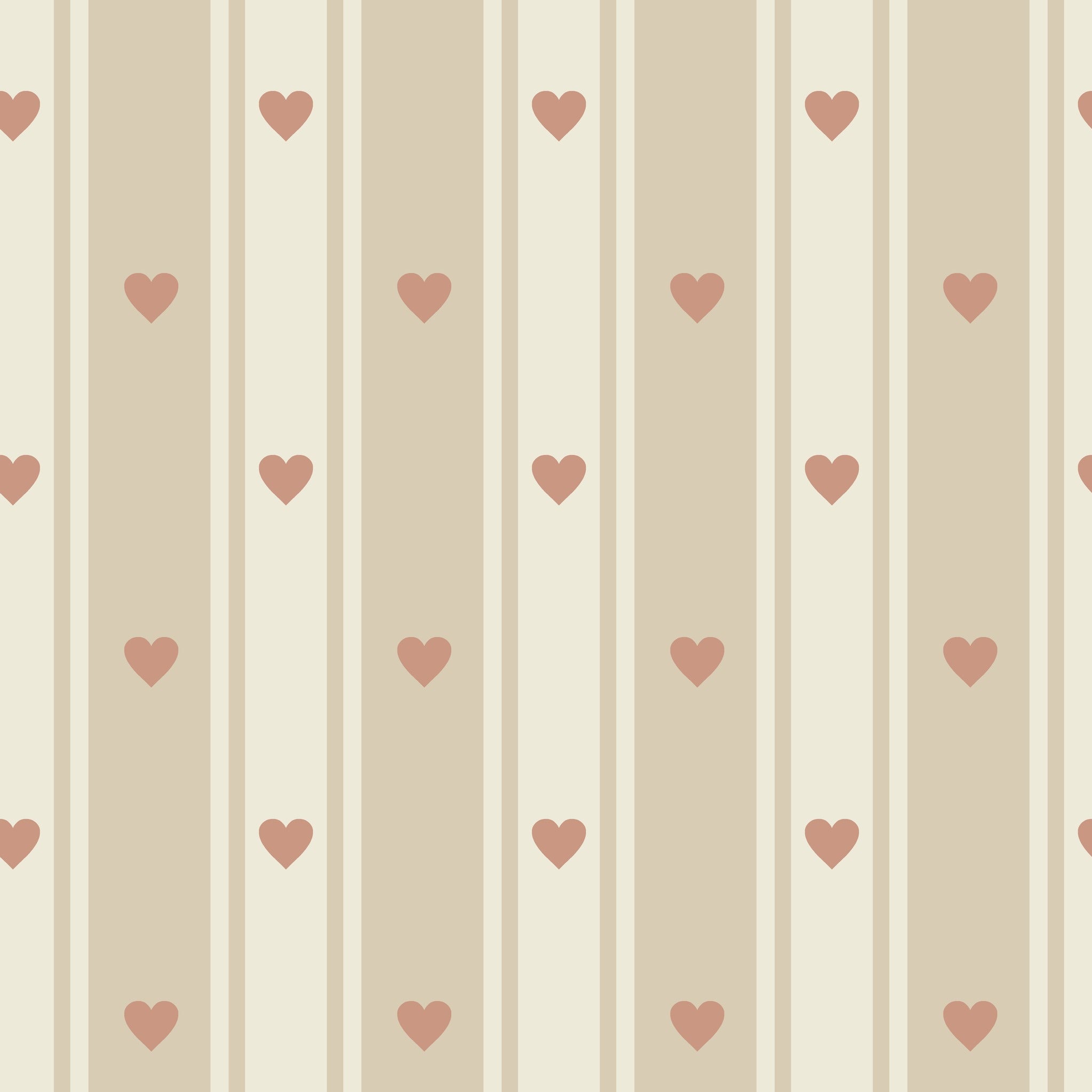 Sweetheart Stripe Beige & Blush Pink Wallpaper