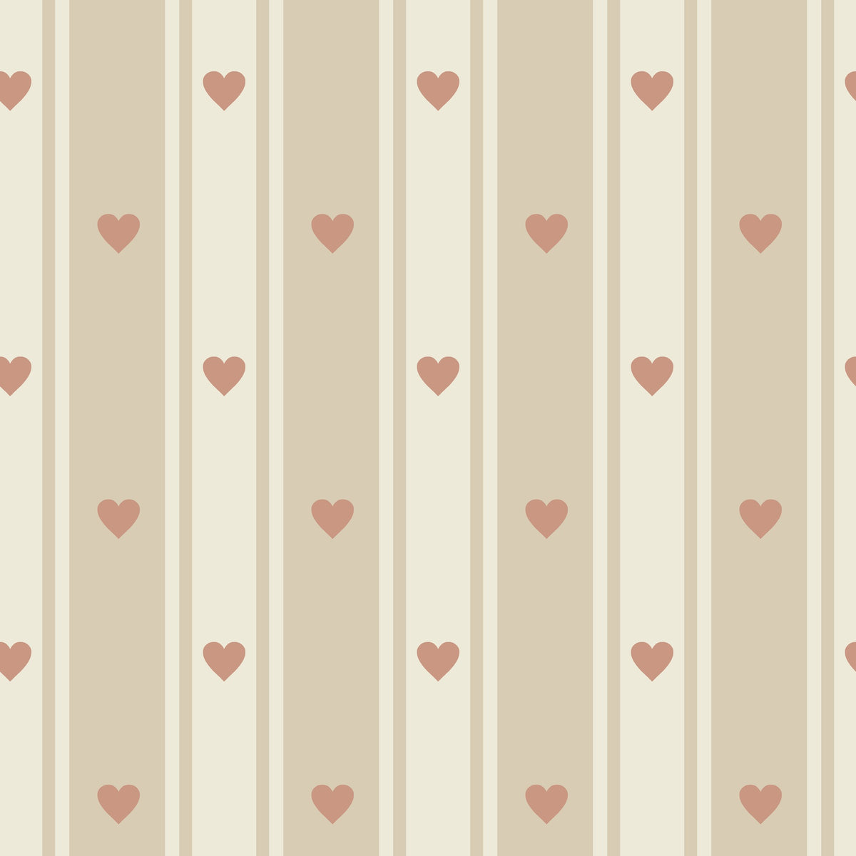 Sweetheart Stripe Beige & Blush Pink Wallpaper
