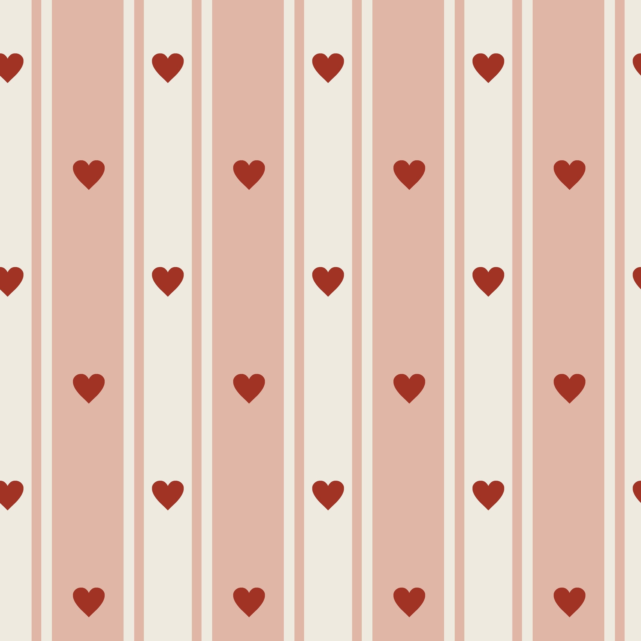 Sweetheart Stripe Blush Pink & Red Wallpaper