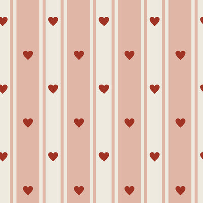 Sweetheart Stripe Blush Pink & Red Wallpaper