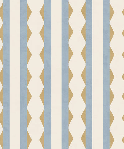 Inca Stripe Yellow & Blue Wallpaper