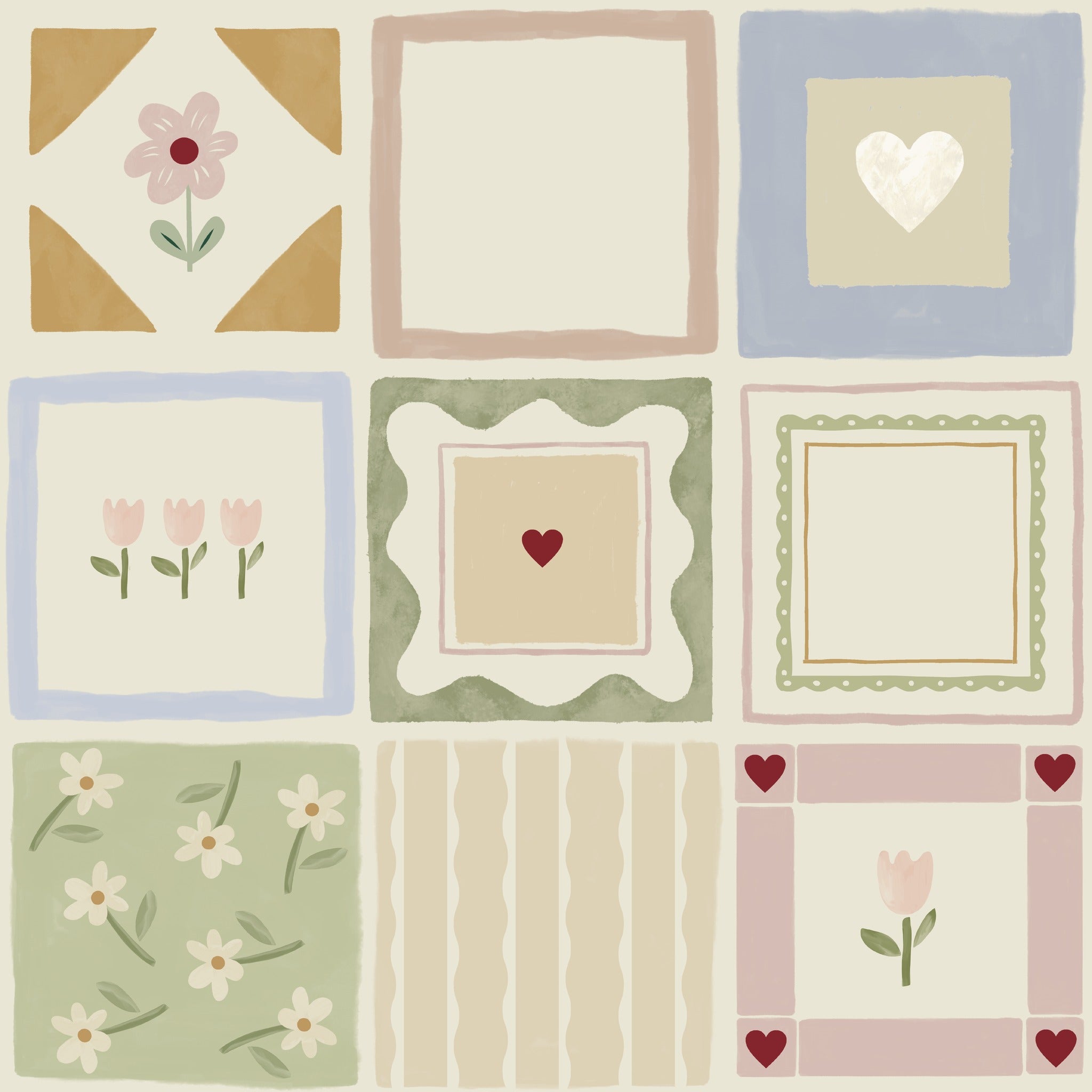 Patchwork Flowers Multi Wallpaper
