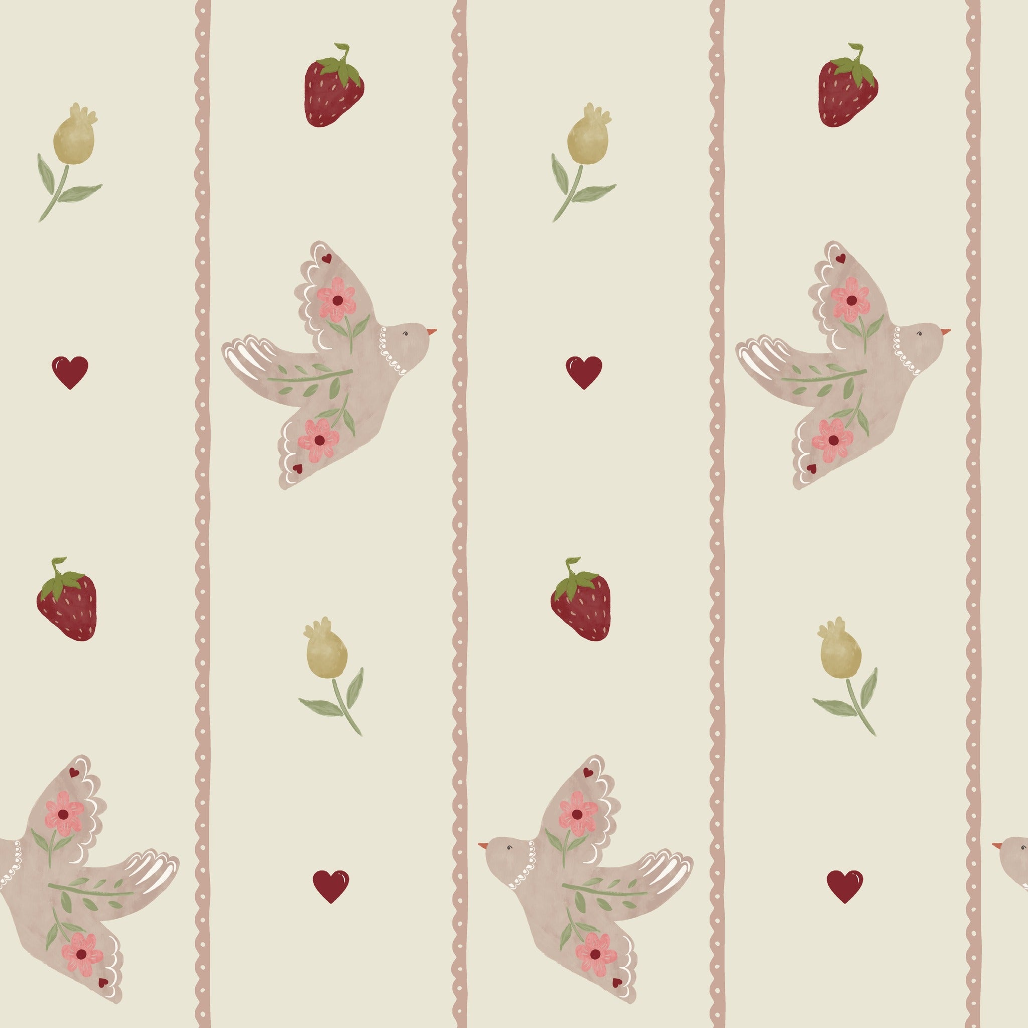 Summer Festival Stripe Pink & Cream Wallpaper
