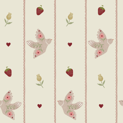 Summer Festival Stripe Pink & Cream Wallpaper