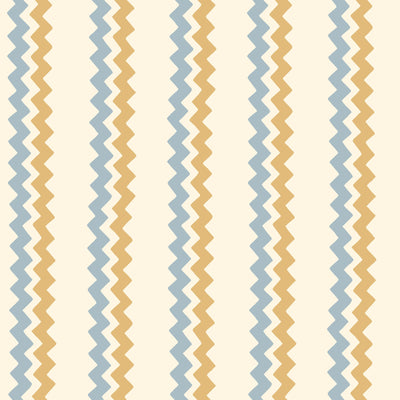 Ziggle Stripe Blue & Yellow Wallpaper